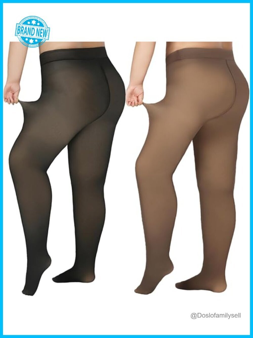 Plus Size Fleece Lined Tights - Women's Warm Thermal Sheer Pantyhose Winter